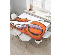 Прямоугольная скатерть JoyArty Дракон и воин из сатена tc_36674_120x145