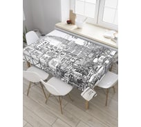 Прямоугольная скатерть JoyArty Серый город из сатена tc_31158_120x145
