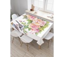 Прямоугольная скатерть JoyArty Птицы на листьях цветов из сатена tc_30313_120x145