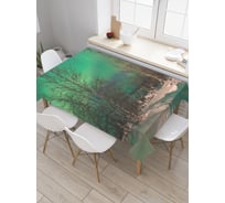 Прямоугольная скатерть JoyArty Северное сияние над лесом из сатена tc_29286_120x145