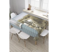 Прямоугольная скатерть JoyArty Домик у моря из сатена tc_28396_120x145