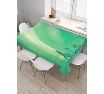 Прямоугольная скатерть JoyArty Северное сияние над заснеженными соснами tc_29273_120x145