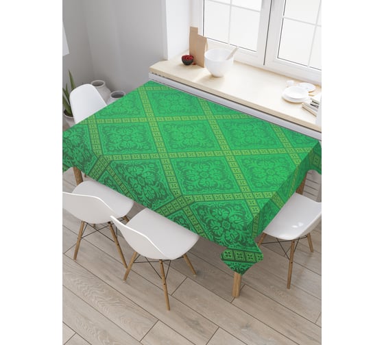 Прямоугольная скатерть JoyArty Зеленые ромбы из сатена tc_30260_120x145 1