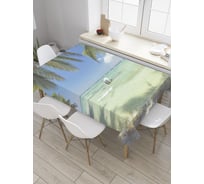 Прямоугольная скатерть JoyArty В тени пальм из сатена tc_31558_120x145
