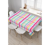 Прямоугольная скатерть JoyArty Разноцветная клетка из сатена tc_31103_120x145