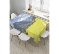 Прямоугольная скатерть JoyArty Домик в горах из сатена tc_32912_120x145