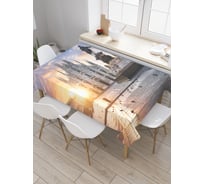 Прямоугольная скатерть JoyArty Статуя на площади из сатена tc_20190_120x145