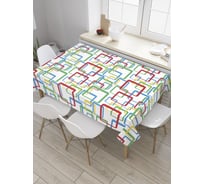 Прямоугольная скатерть JoyArty Разноцветные силуэты квадратов из сатена tc_28372_120x145