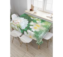 Прямоугольная скатерть JoyArty Жасмин в воде из сатена tc_7551_120x145