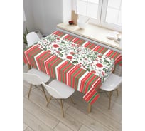 Прямоугольная скатерть JoyArty Полосы и цветы из сатена tc_37128_120x145