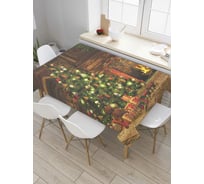 Прямоугольная скатерть JoyArty Праздник у камина из сатена tc_381929_120x145