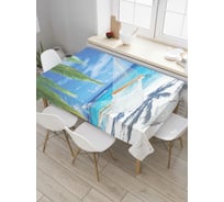 Прямоугольная скатерть JoyArty Гамак под пальмой из сатена tc_6562_120x145