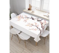 Прямоугольная скатерть JoyArty Галки на цветущем дереве из сатена tc_38456_120x145