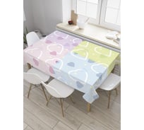 Прямоугольная скатерть JoyArty Сердца на цветных квадратах из сатена tc_31329_120x145