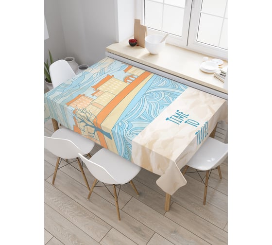 Прямоугольная скатерть JoyArty Время путешествовать из сатена tc_3429_120x145 1