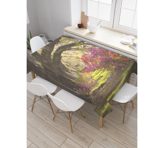 Прямоугольная скатерть JoyArty Волшебный сад из сатена tc_29218_120x145 1