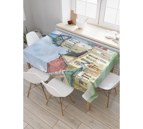 Прямоугольная скатерть JoyArty Сказочный замок из сатена tc_31461_120x145