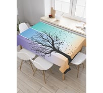 Прямоугольная скатерть JoyArty Силуэт дерева на цветных полосах из сатена tc_31330_120x145
