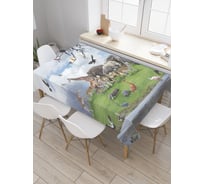Прямоугольная скатерть JoyArty Все на водопой из сатена tc_21746_120x145