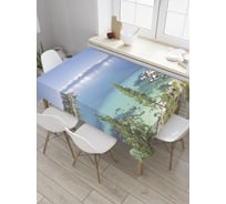 Прямоугольная скатерть JoyArty Высокий берег горного озера из сатена tc_32826_120x145