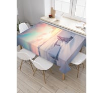 Прямоугольная скатерть JoyArty Зимние избушки из сатена tc_29182_120x145