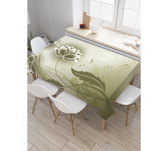 Прямоугольная скатерть JoyArty Зеленые цветы из сатена tc_30357_120x145 1