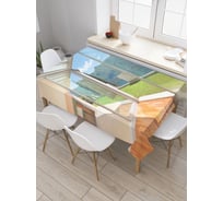 Прямоугольная скатерть JoyArty Горная веранда из сатена tc_34866_120x145