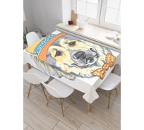 Прямоугольная скатерть JoyArty Собака в шляпе из сатена tc_28181_120x145