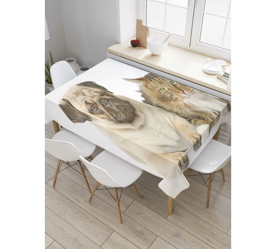 Прямоугольная скатерть JoyArty Дружба бывает разной из сатена tc_6553_120x145 1