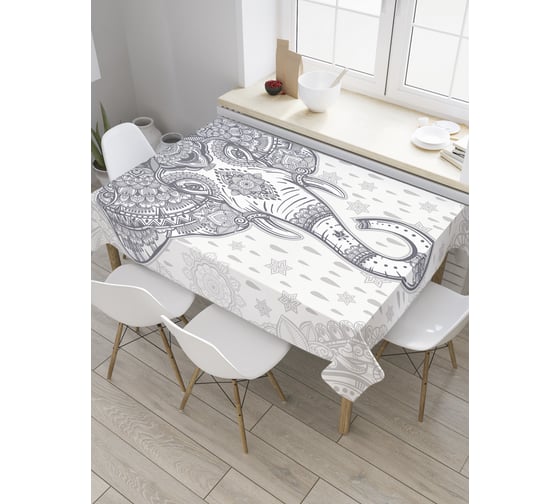 Прямоугольная скатерть JoyArty Ганеша монохром из сатена tc_35388_120x145 1