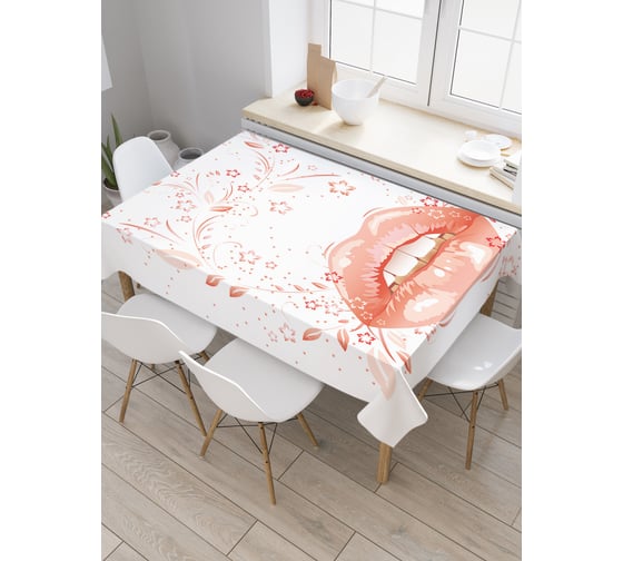 Прямоугольная скатерть JoyArty Страстные губы из сатена tc_28347_120x145