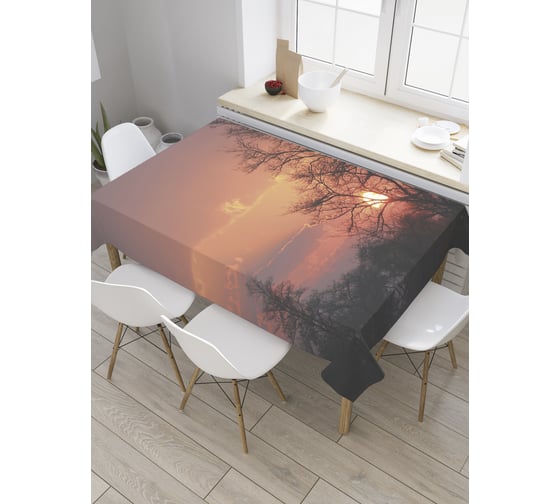 Прямоугольная скатерть JoyArty Закат среди деревьев из сатена tc_32715_120x145 1