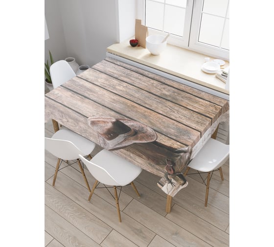 Прямоугольная скатерть JoyArty Возвращение за шляпой из сатена tc_23119_120x145 1