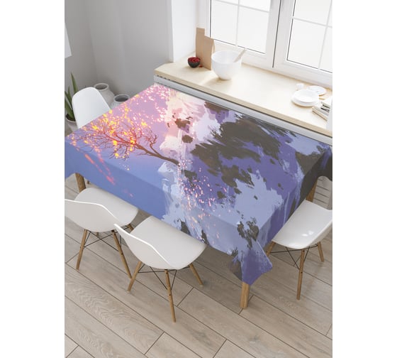 Прямоугольная скатерть JoyArty Сказочная гора из сатена tc_21786_120x145 1