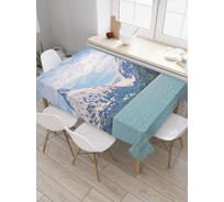 Прямоугольная скатерть JoyArty Горные близнецы на озере из сатена tc_15197_120x145