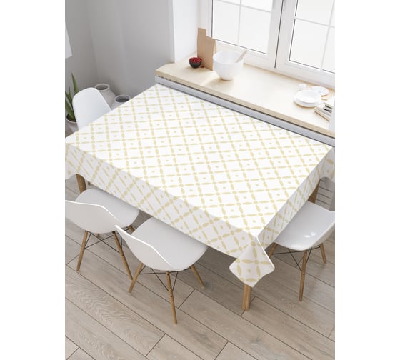 Прямоугольная скатерть JoyArty Золотистая диагональная сетка из сатена tc_30603_120x145 1