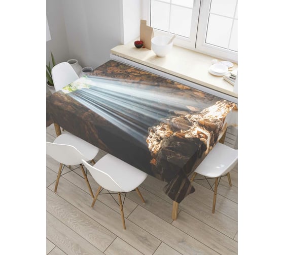 Прямоугольная скатерть JoyArty Солнечный просвет из сатена tc_7562_120x145 1