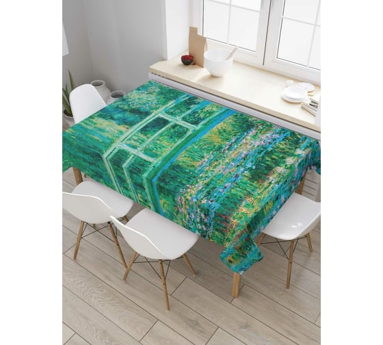 Прямоугольная скатерть JoyArty Пруд с кувшинками из сатена tc_3412_120x145 1