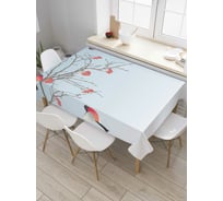 Прямоугольная скатерть JoyArty Снегири на зимней рябине из сатена tc_38405_120x145