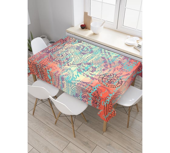 Прямоугольная скатерть JoyArty Модный цветочный узор из сатена tc_19487_120x145 1