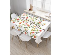 Прямоугольная скатерть JoyArty Птицы на цветущем дереве из сатена tc_32184_120x145