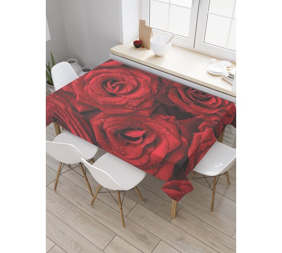 Прямоугольная скатерть JoyArty Свежие розы из сатена tc_33467_120x145 1