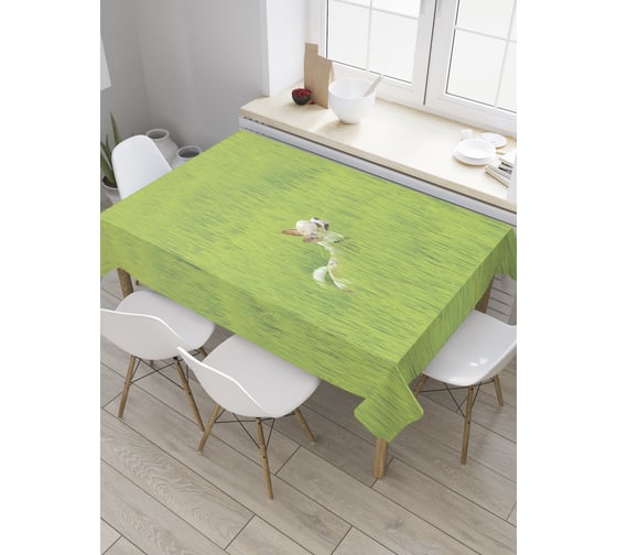 Прямоугольная скатерть JoyArty Собачка в траве из сатена tc_32671_120x145 1