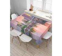 Прямоугольная скатерть JoyArty Закатное небо над городом из сатена tc_36808_120x145