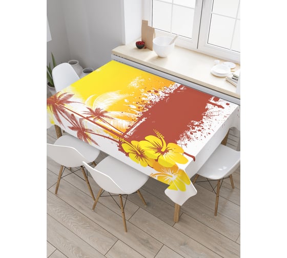 Прямоугольная скатерть JoyArty Райский островок из сатена tc_28086_120x145 1