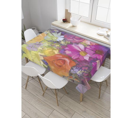 Прямоугольная скатерть JoyArty Живописный букет из сатена tc_32676_120x145 1
