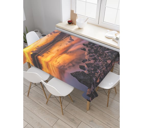 Прямоугольная скатерть JoyArty Закат и камни из сатена tc_29729_120x145 1