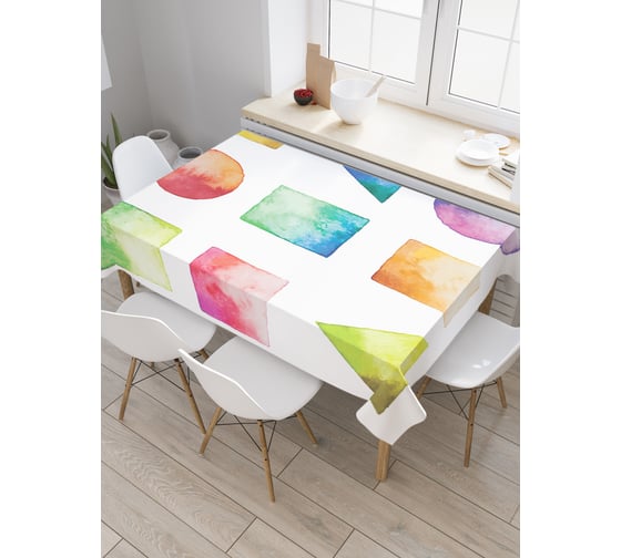 Прямоугольная скатерть JoyArty Геометрические формы акварелью из сатена tc_29224_120x145 1