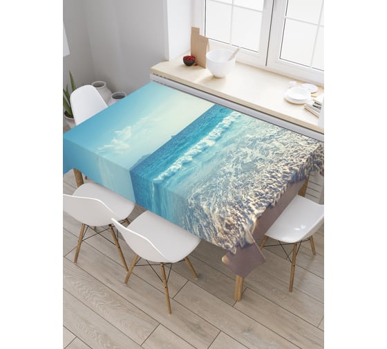 Прямоугольная скатерть JoyArty Прогулка к волнам из сатена tc_21081_120x145 1