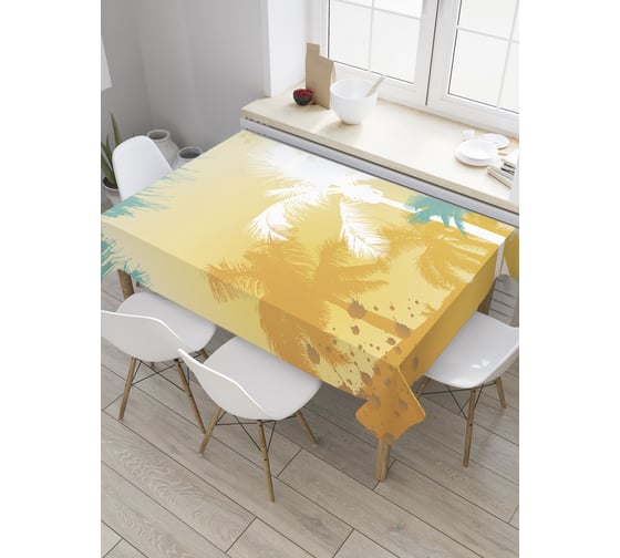 Прямоугольная скатерть JoyArty Силуэты пальм из сатена tc_27685_120x145 1
